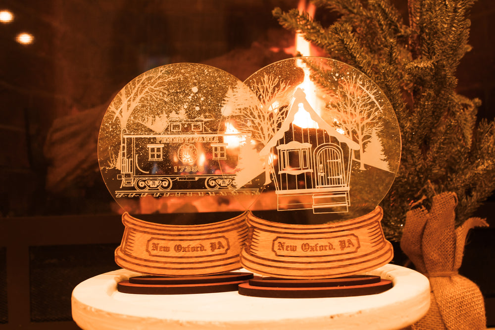 Snack Town Snow Globe Shelf or Mantel Sitters