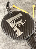 Leather Golf Tag with Tee's - Carbon Fiber