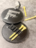 Leather Golf Tag with Tee's - Carbon Fiber