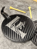 Leather Golf Tag with Tee's - Carbon Fiber