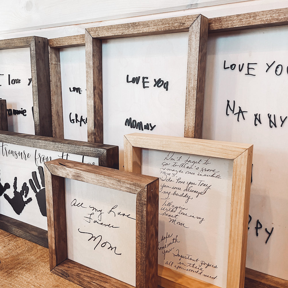 Custom Handwriting Box Framed Sign – Script and Grain