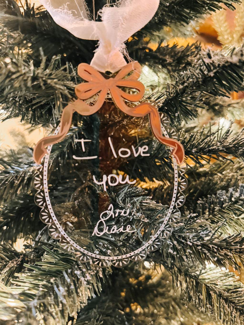 Scripts Ornament Custom Engraved Handwriting Ornament – Script and Grain