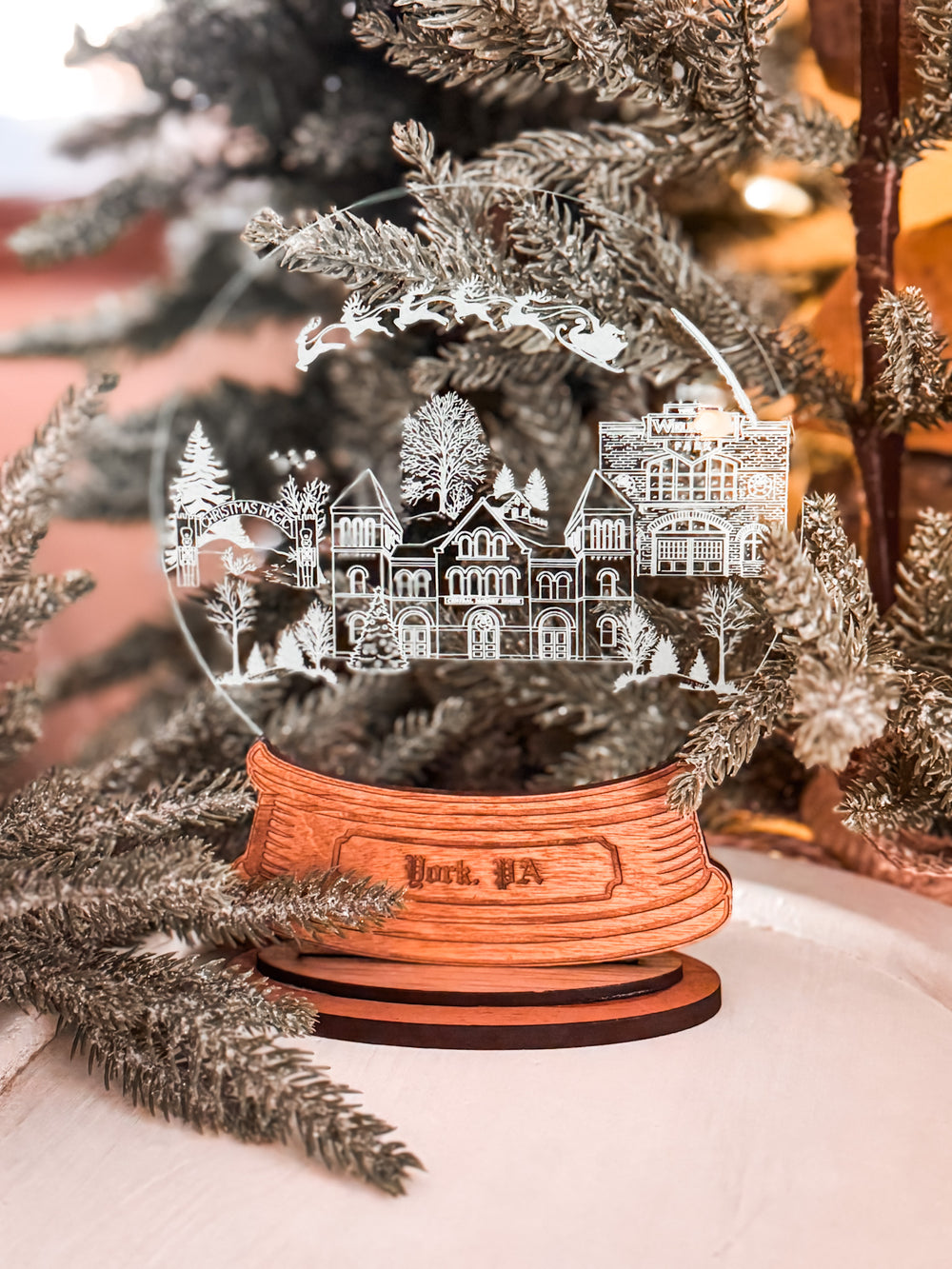 Snack Town Snow Globe Shelf or Mantel Sitters