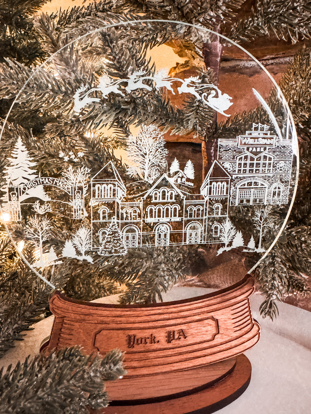 Snack Town Snow Globe Shelf or Mantel Sitters