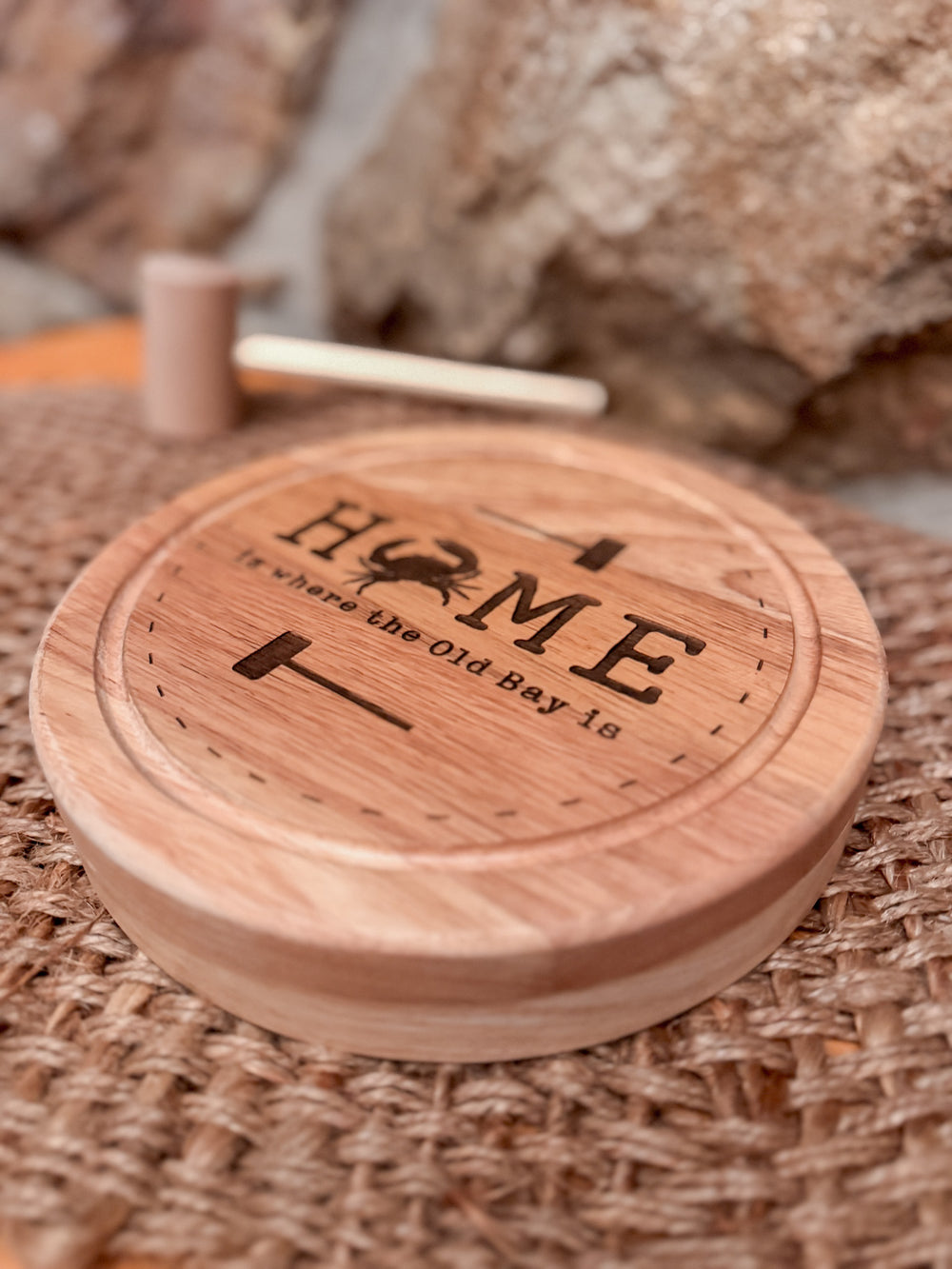 Coastal Themed Serving Tray with Cheese Knives Set