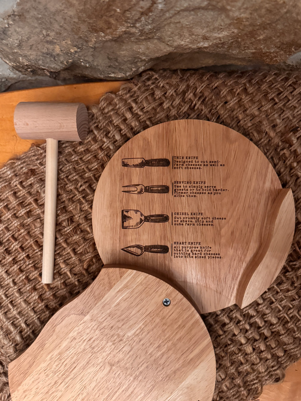 Coastal Themed Serving Tray with Cheese Knives Set