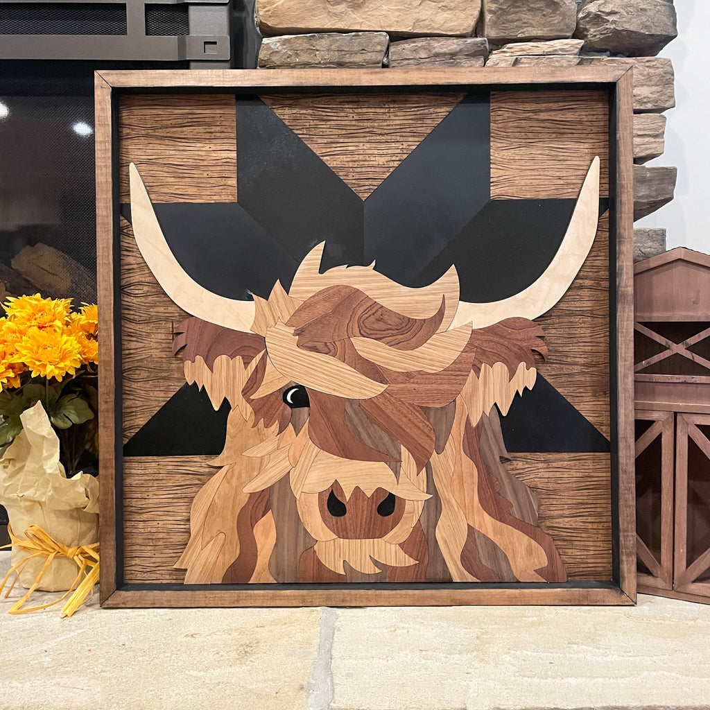 Highland Cow Wooden Mosiac - Large – Script and Grain