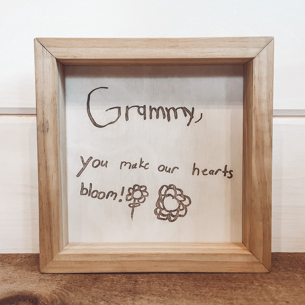 Custom Handwriting Box Framed Sign – Script and Grain