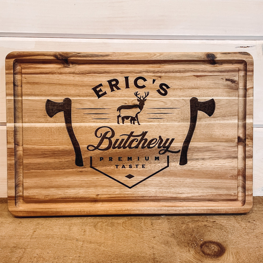 Engraved Butcher Block with Juice Groove