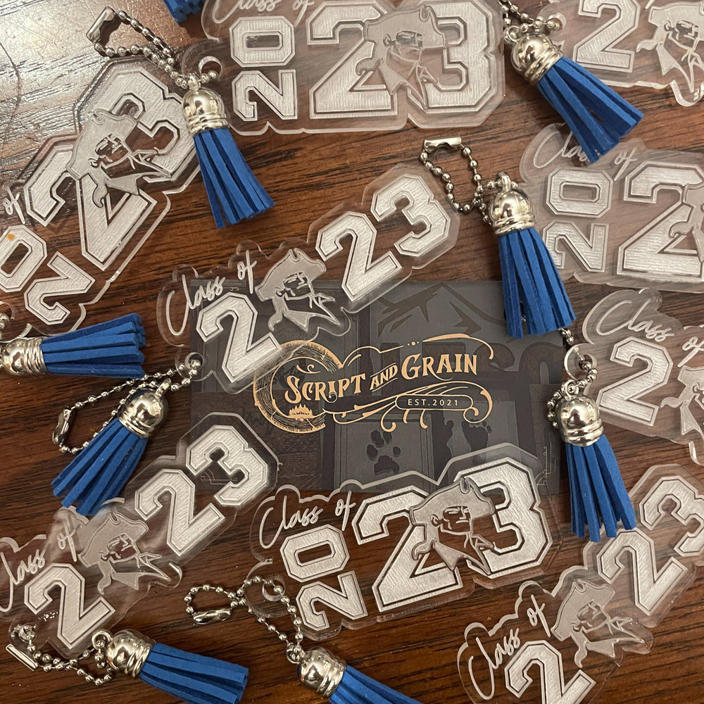 "Class of" Graduation Block Style Keychain