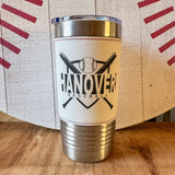 20oz Leather Wrapped Baseball Tumbler