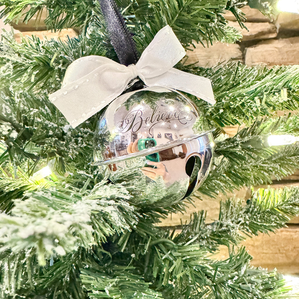 Personalized Silver "Believe" Bell Ornament