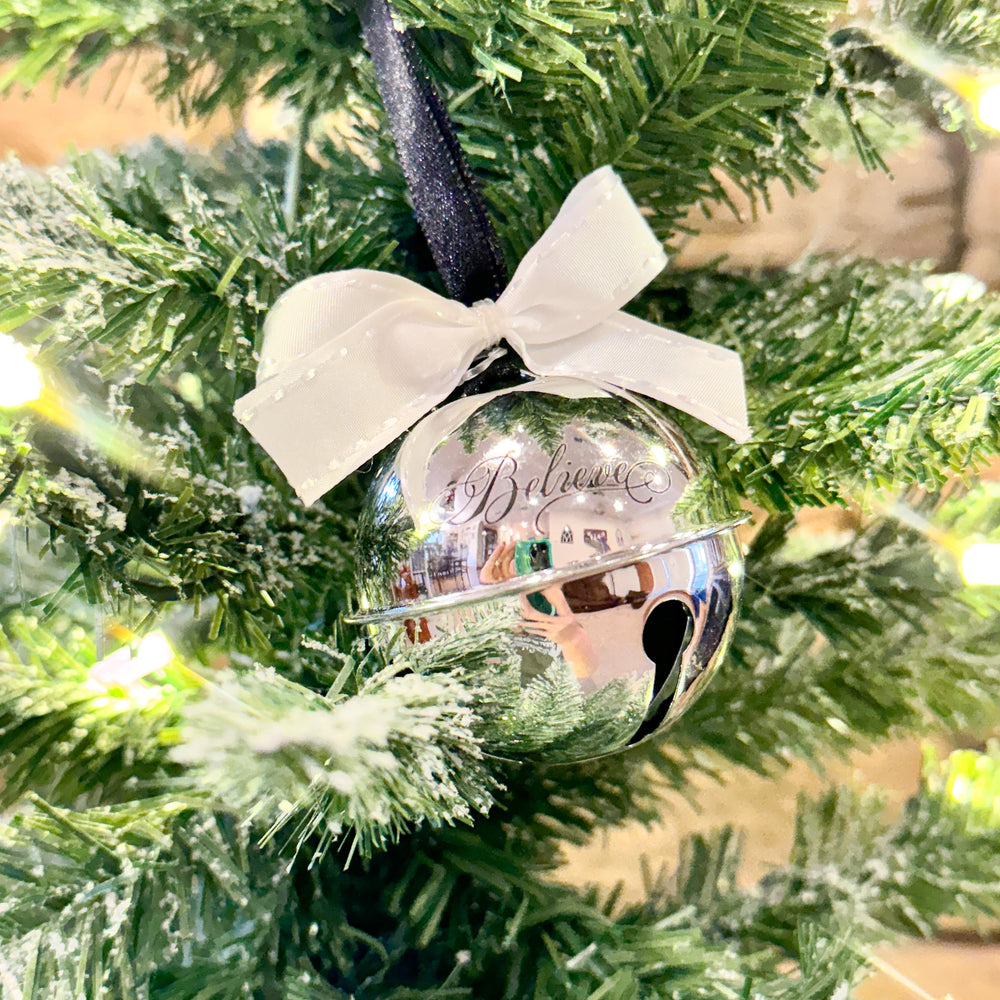 Personalized Silver "Believe" Bell Ornament