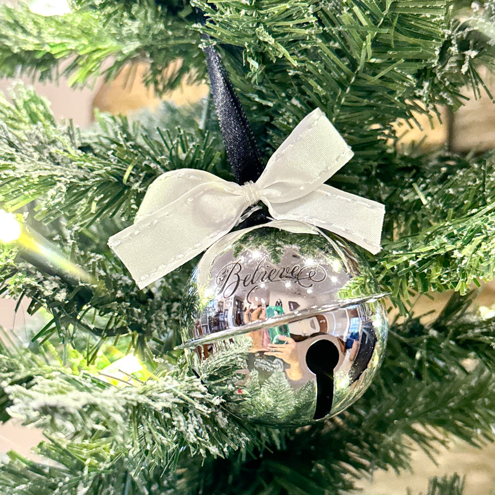 Personalized Silver "Believe" Bell Ornament