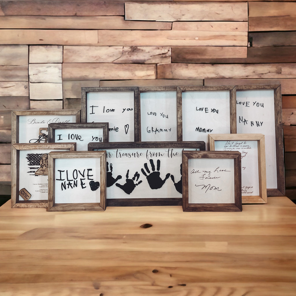 Custom Handwriting Box Framed Sign – Script and Grain