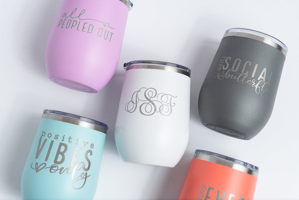 Personalized Wine Tumbler, Insulated Wine Cup, Custom Wine Glasses