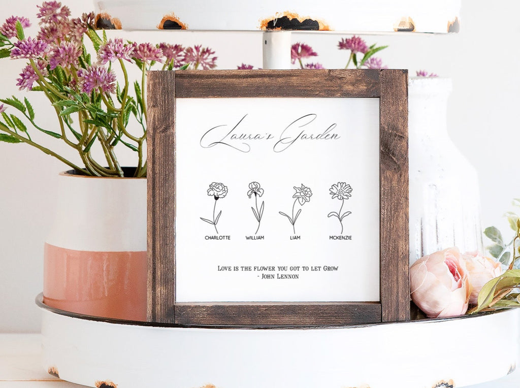 Flower Box Frame Sign Birth Flower Box Frame Sign – Script and Grain
