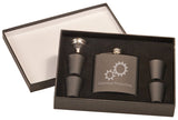 Engraved Matte Black Flask Set
