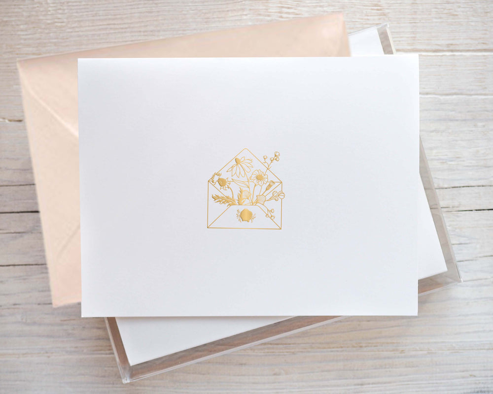 Floral Stationery Foil Pressed Note Card