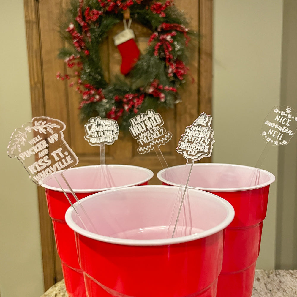 Christmas Theme Swizzle Sticks (Drink Stirrers)