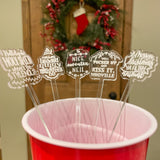 Christmas Theme Swizzle Sticks (Drink Stirrers)