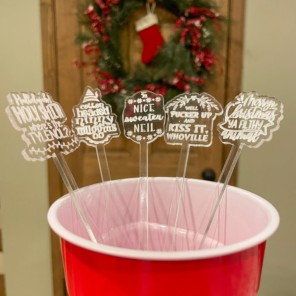 Christmas Theme Swizzle Sticks (Drink Stirrers)