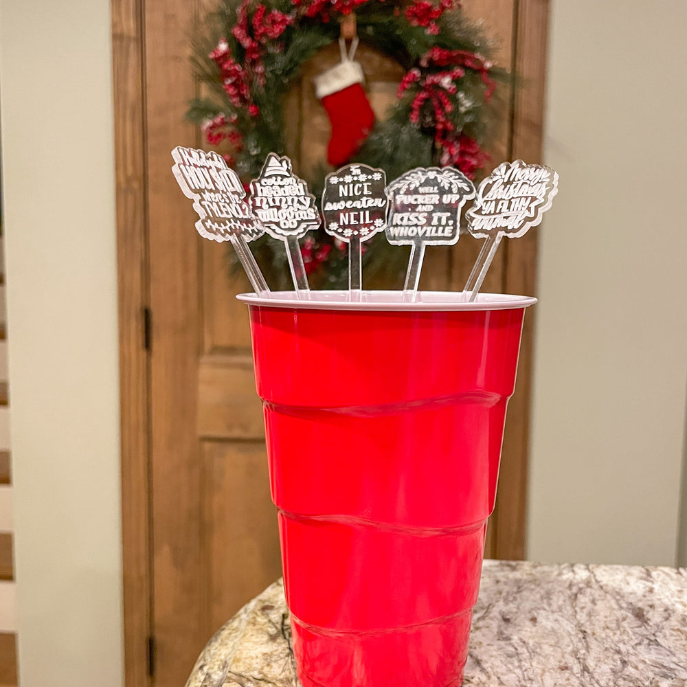 Christmas Theme Swizzle Sticks (Drink Stirrers)