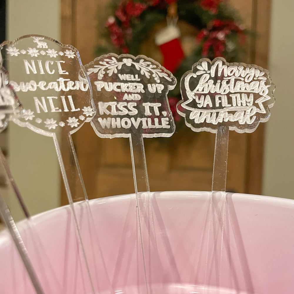 Christmas Theme Swizzle Sticks (Drink Stirrers)