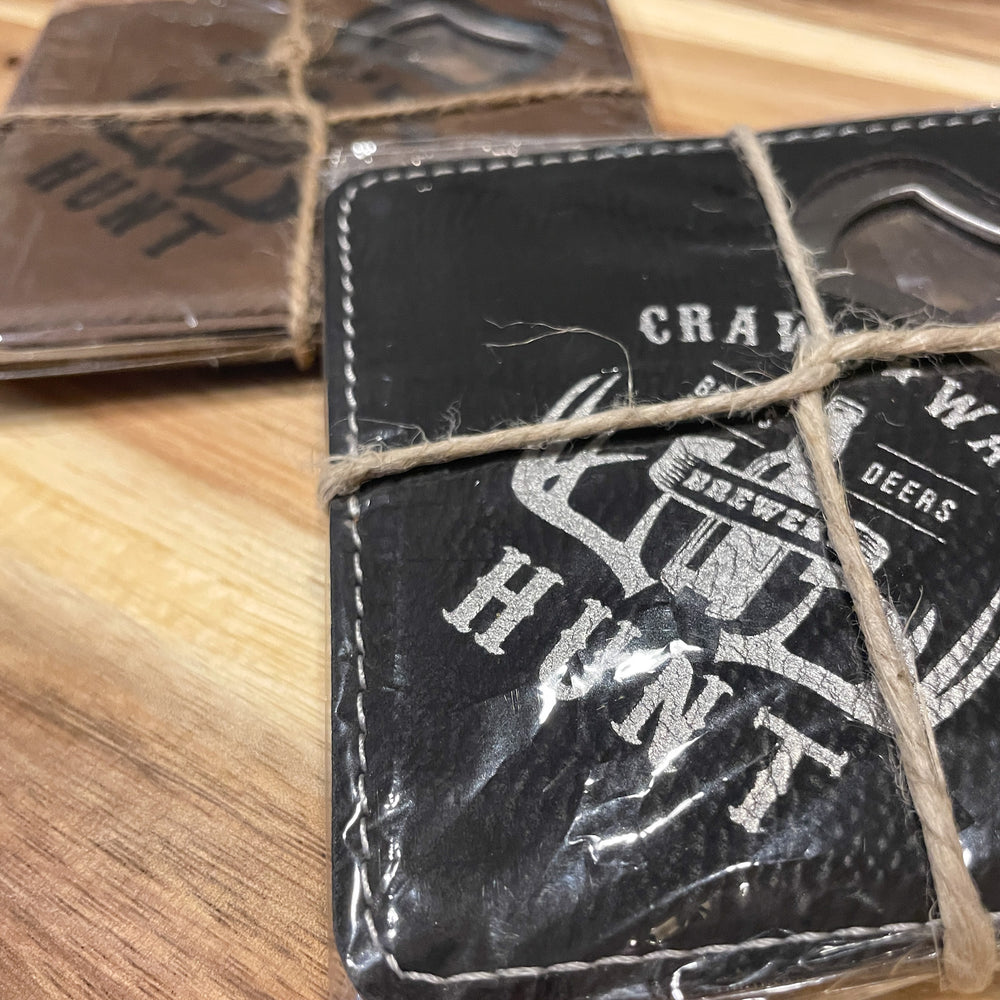 Leather Bottle Opener Coaster Sets