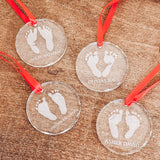 Hand or Footprints on Crystal Ornament