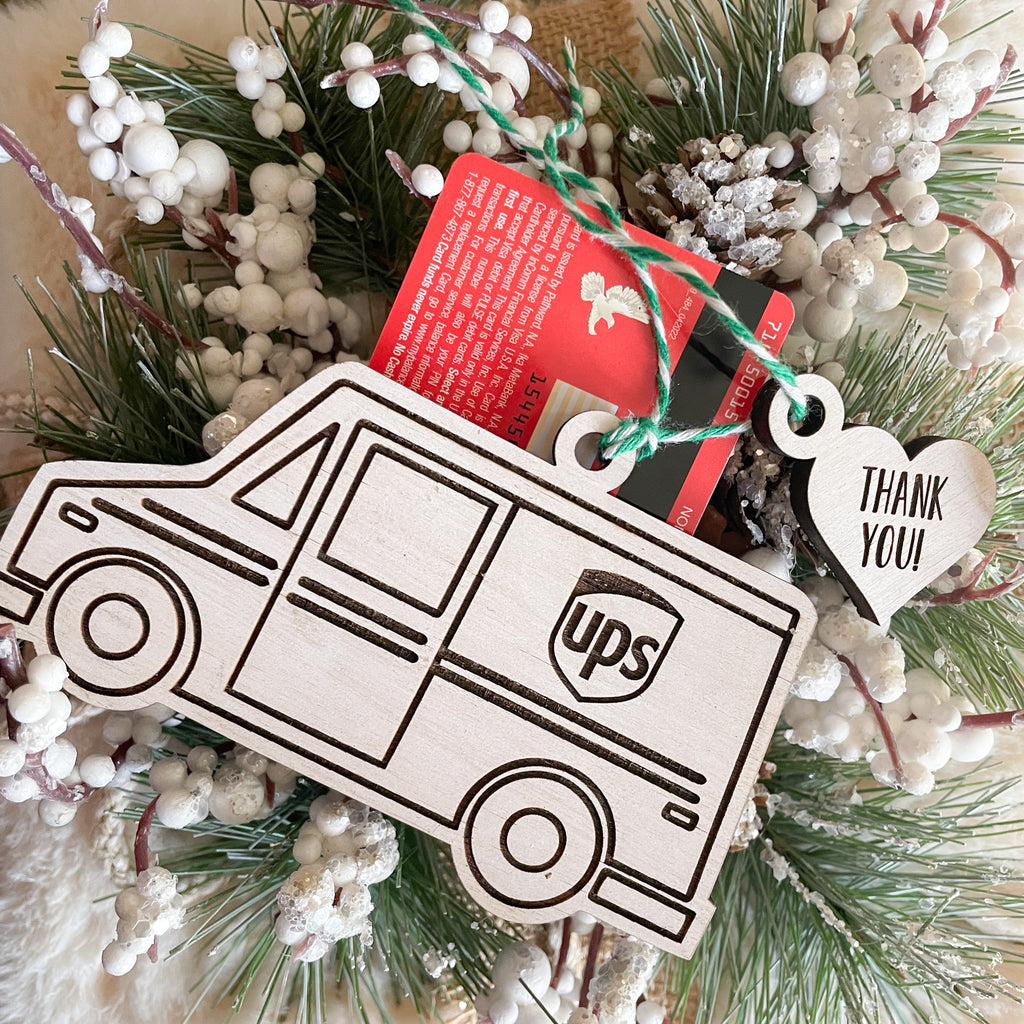 UPS Gift Card Holder and Ornament Script and Grain