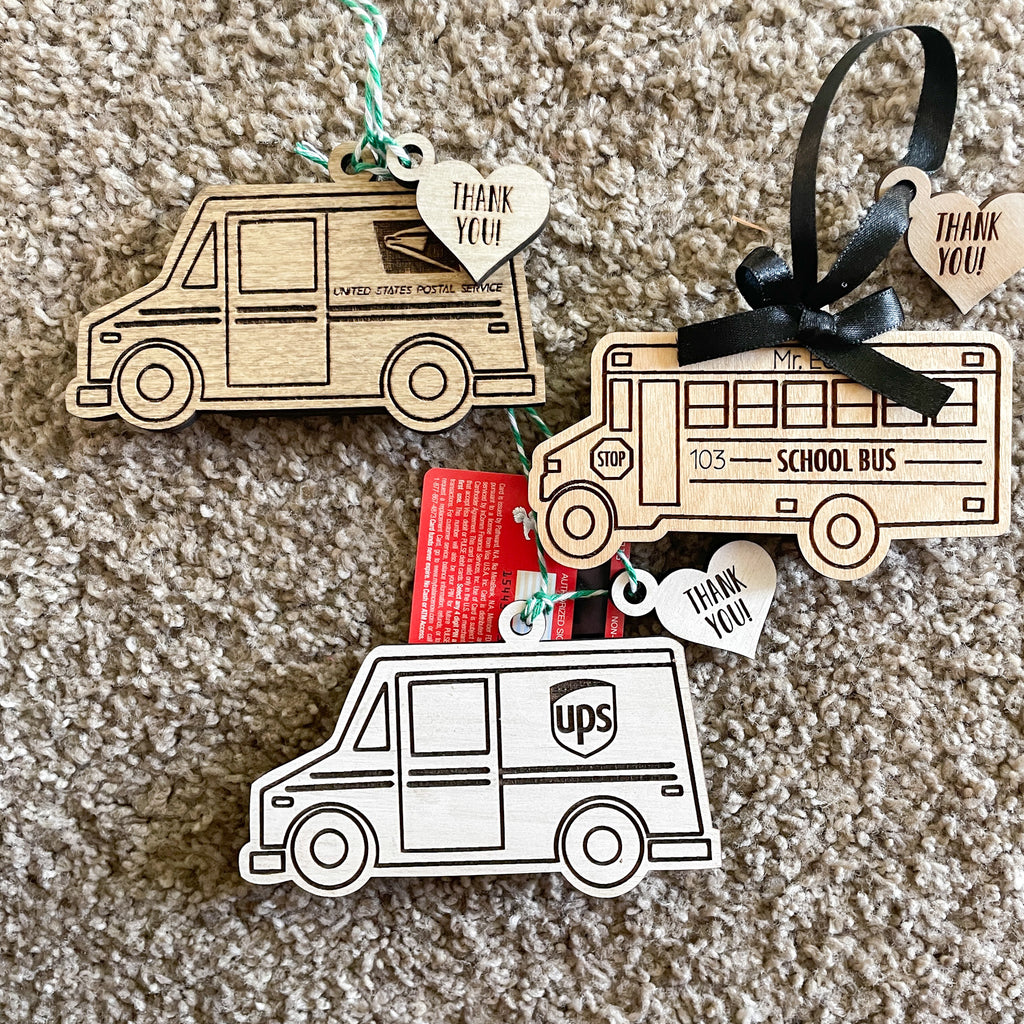 UPS Gift Card Holder and Ornament Script and Grain