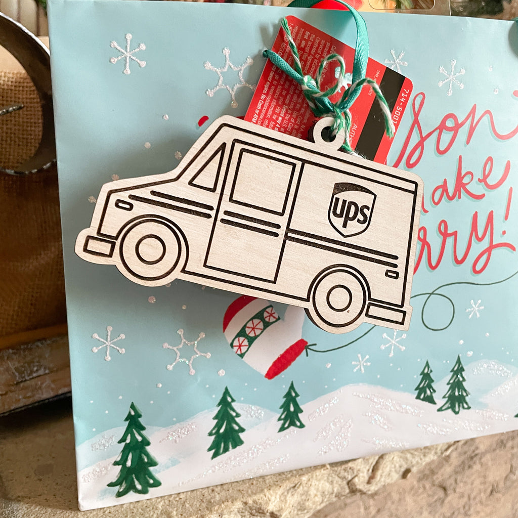UPS Gift Card Holder and Ornament Script and Grain