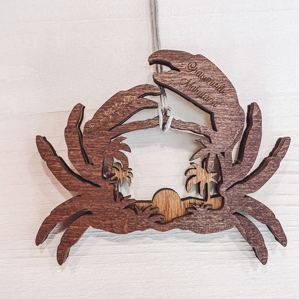 Rustic 3D Crab Ornament