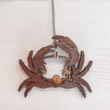 Rustic 3D Crab Ornament