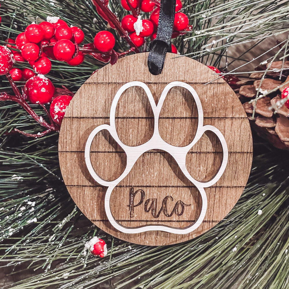 Personalized paw print ornament top