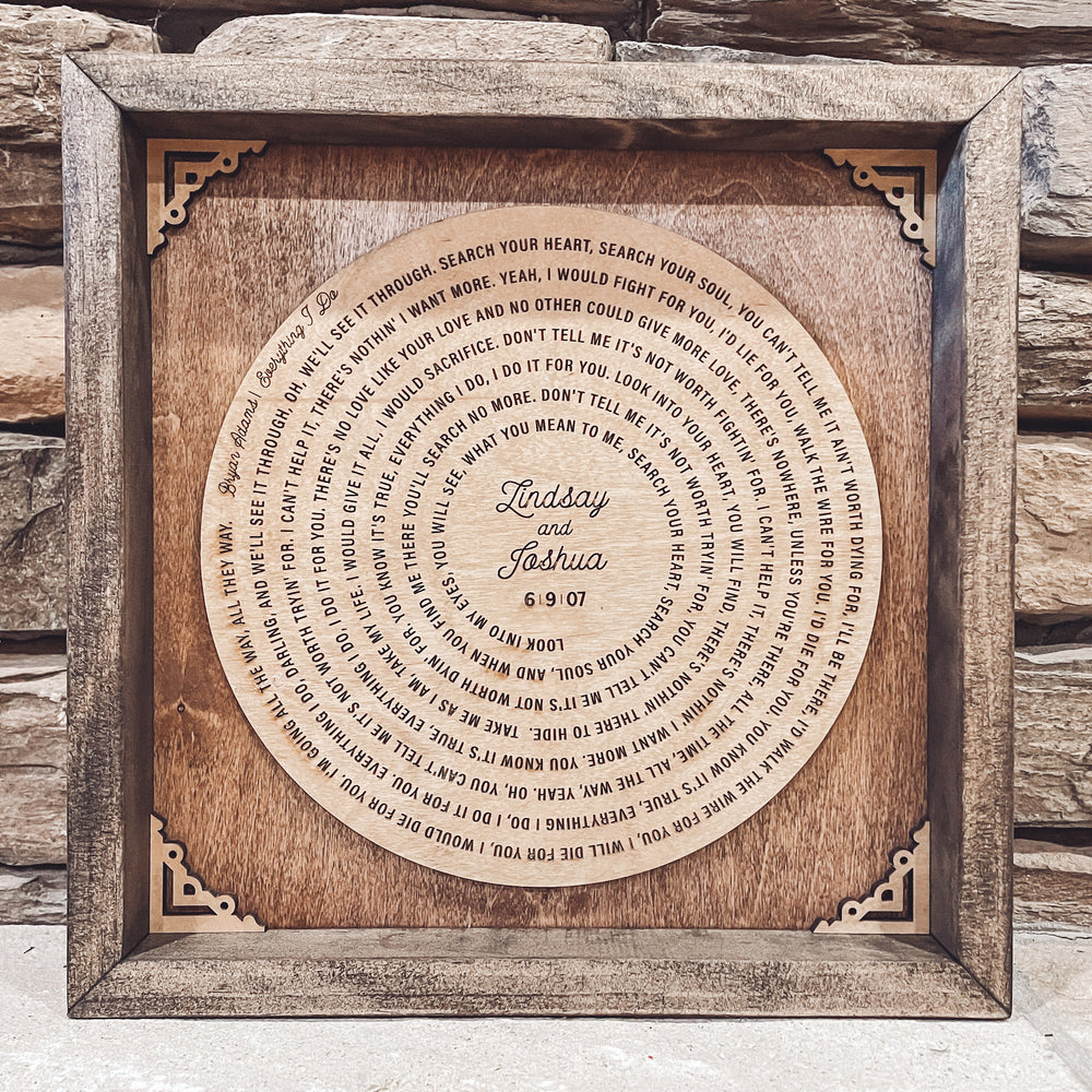 Record Shaped Engraved Song Lyrics