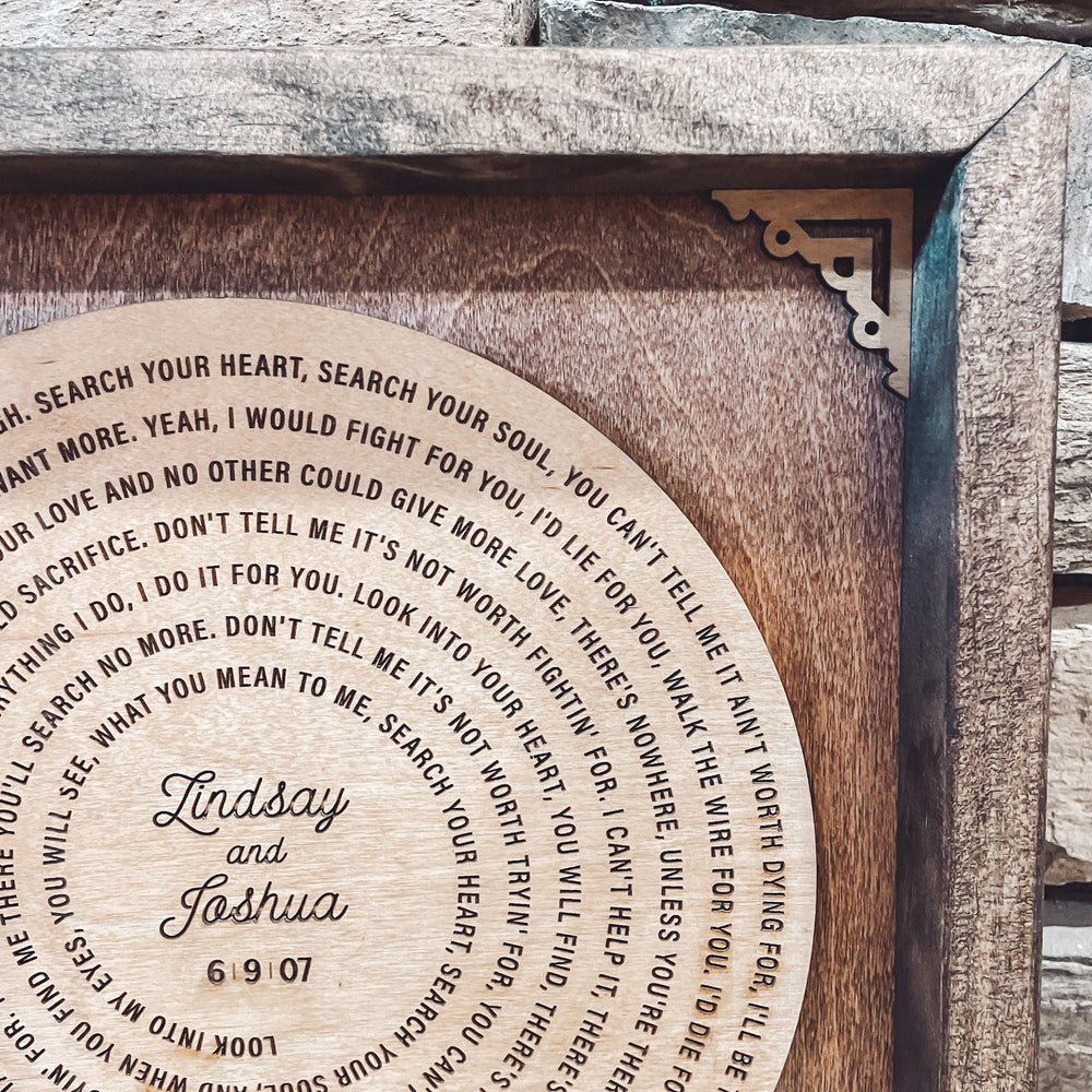 Record Shaped Engraved Song Lyrics