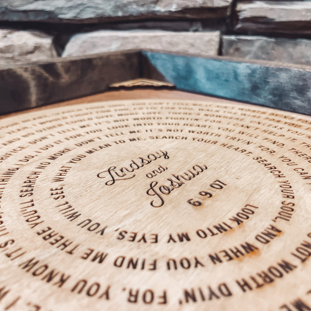 Record Shaped Engraved Song Lyrics