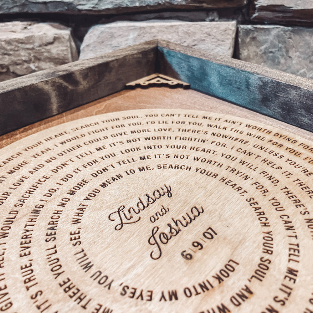 Record Shaped Engraved Song Lyrics