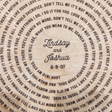 Record Shaped Engraved Song Lyrics