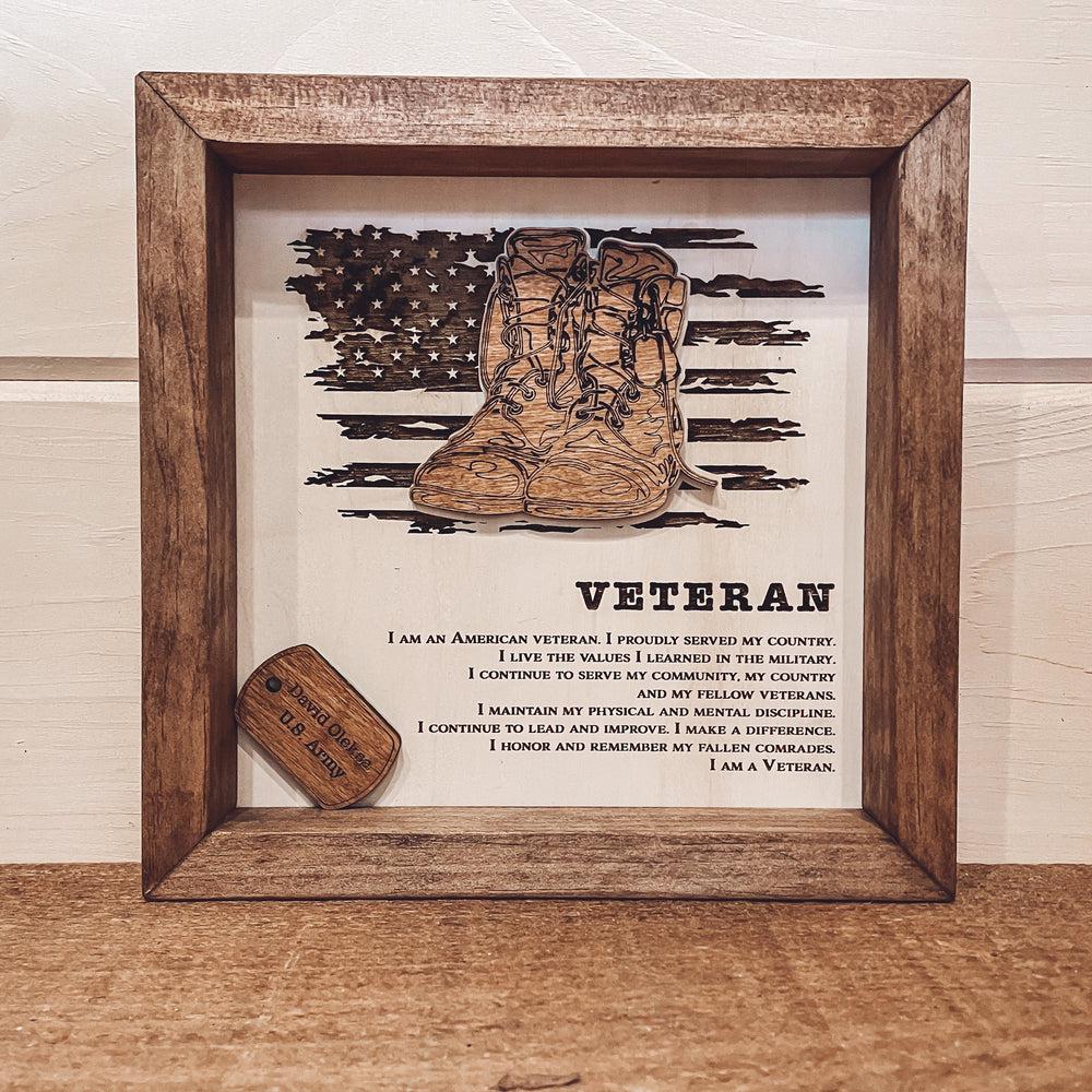 U.S. Veteran Box Framed Sign