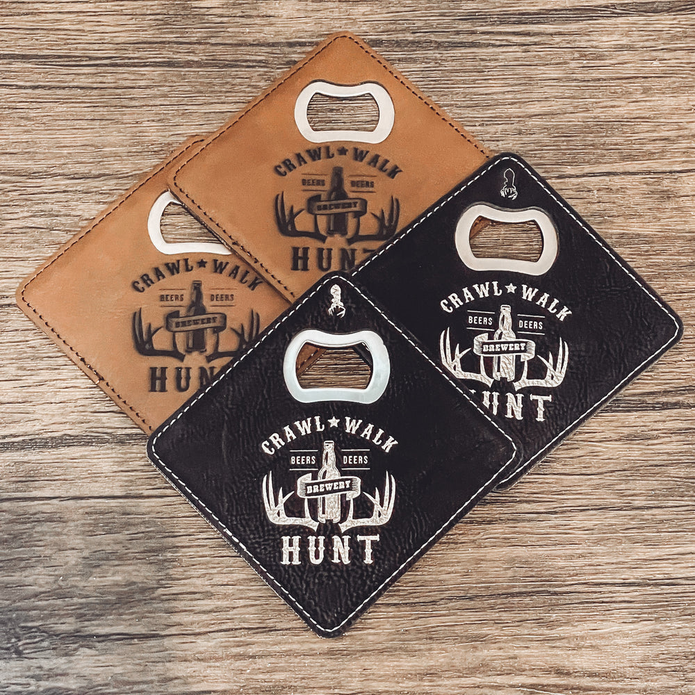 Leather Bottle Opener Coaster Sets