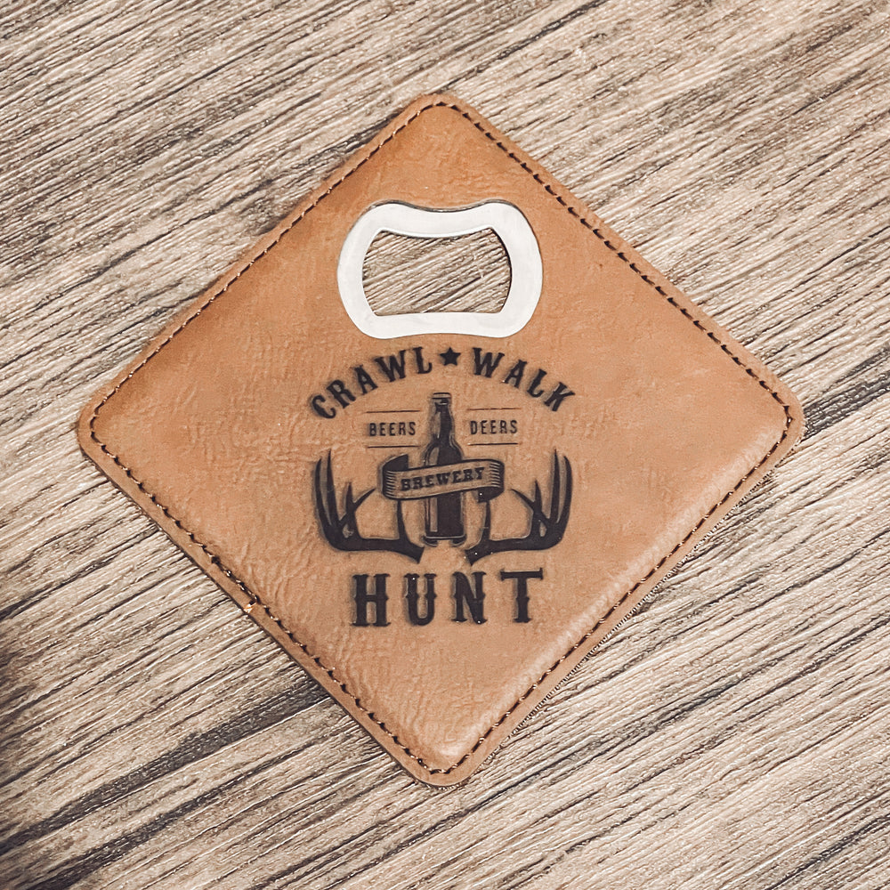 Leather Bottle Opener Coaster Sets