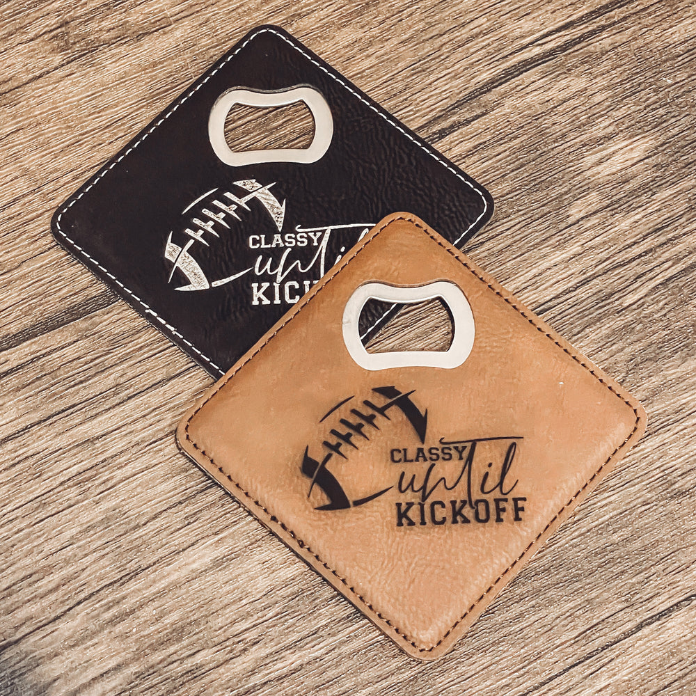 Leather Bottle Opener Coaster Sets