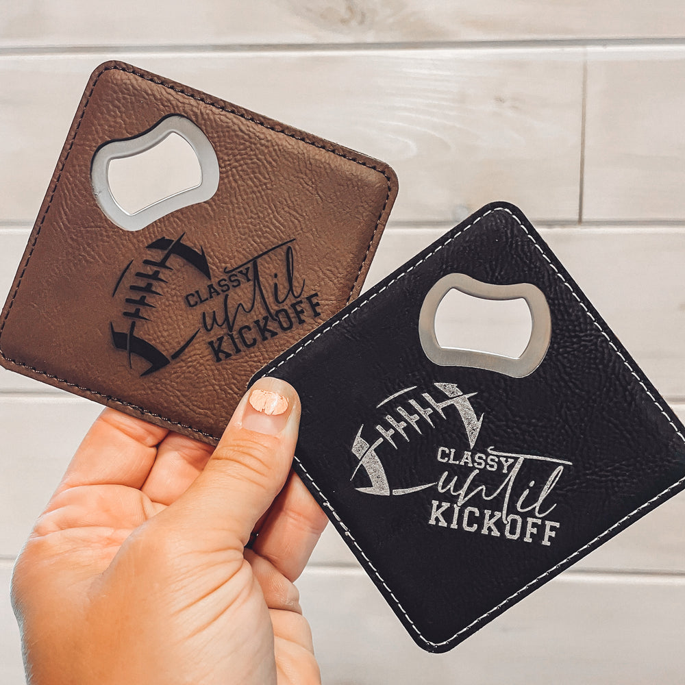 Leather Bottle Opener Coaster Sets