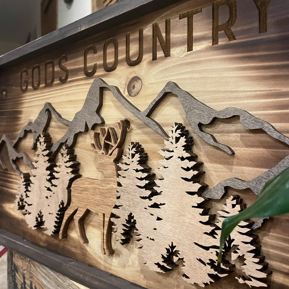 Wood Burned Deer Scene