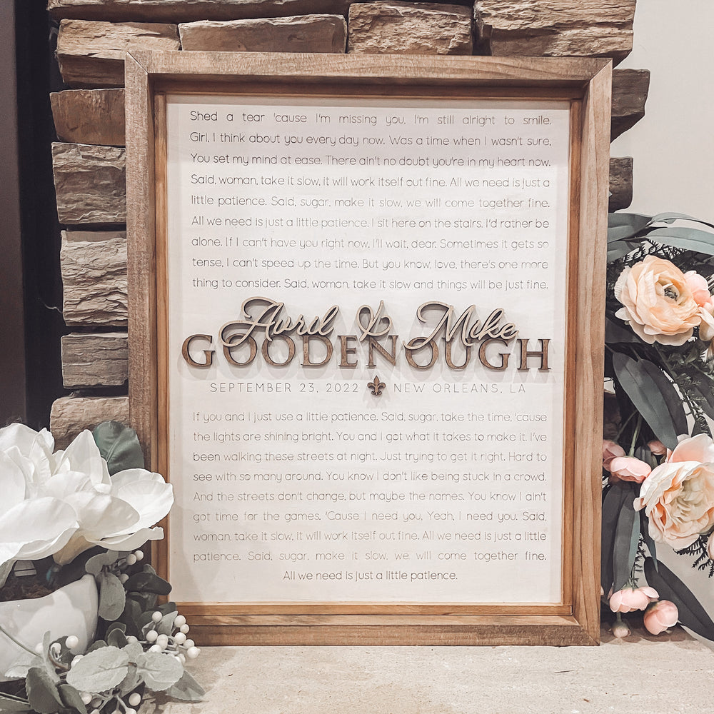 Wedding Song Lyrics | Anniversary Gift Box-Framed Sign