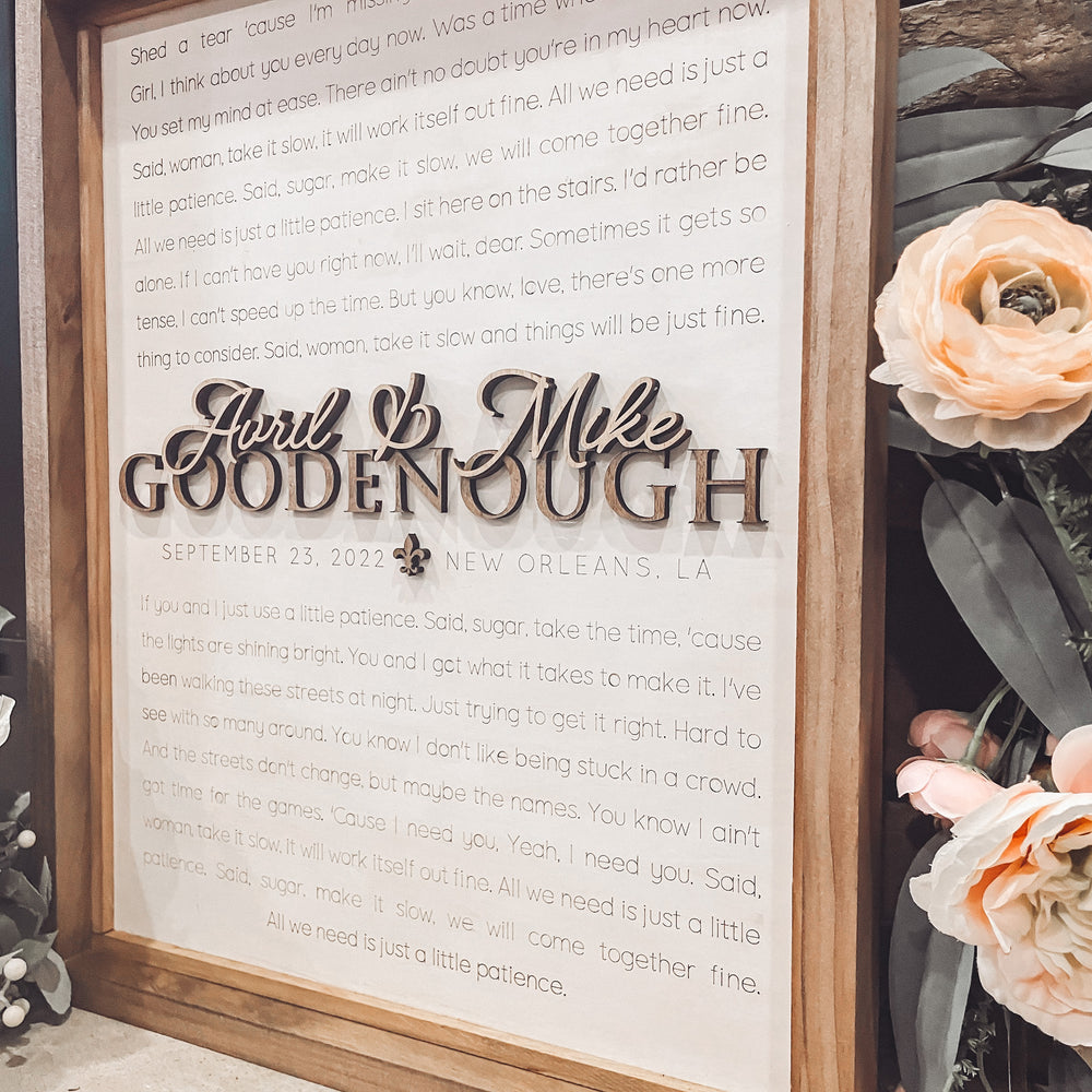Wedding Song Lyrics | Anniversary Gift Box-Framed Sign