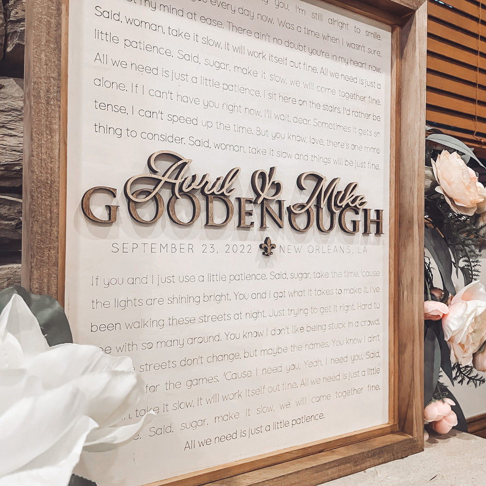 Wedding Song Lyrics | Anniversary Gift Box-Framed Sign